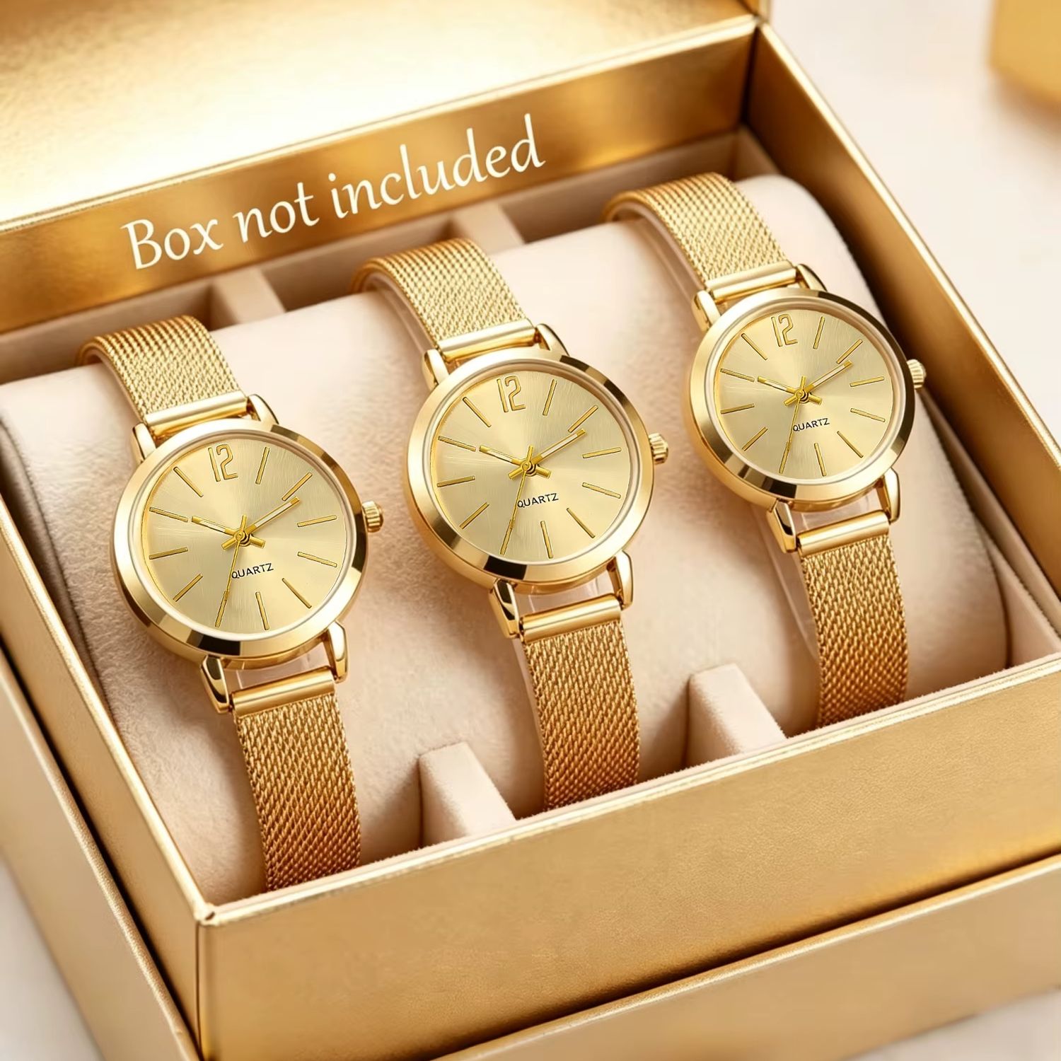 Luxury Watch Gift For Her - Ensemble de 3 montres rondes compactes