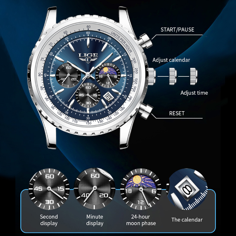 LIGE-Montre à quartz en acier  - Luxury Watch Magazine avis et prix