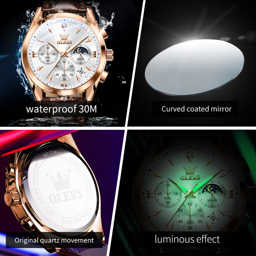 OLEVS-Montre à Quartz en Cuir  - Luxury Watch Maker avis et prix